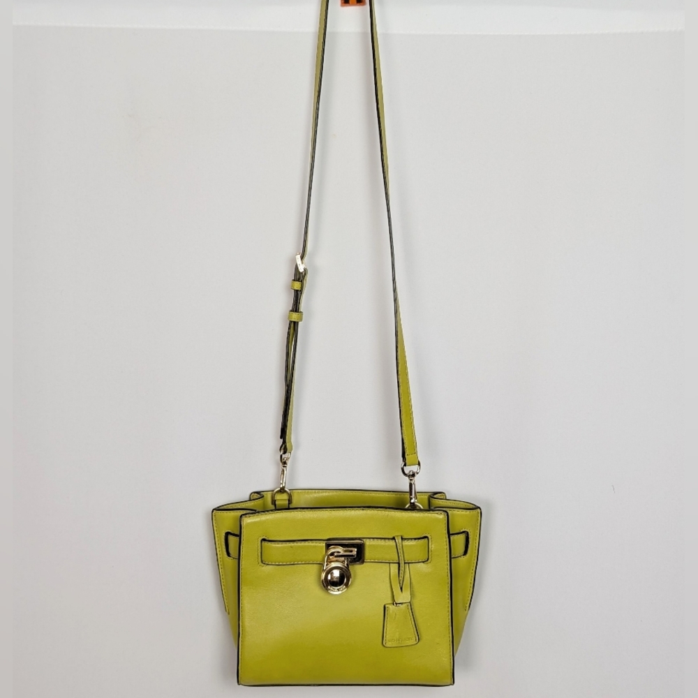 Michael Kors Hamilton Leather Traveler Messenger Shoulder Bag Apple Green Lime View 4